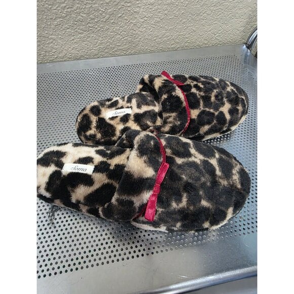 Soma Leopard Animal Print Slip On Slippers House Shoes Women's Size 5/6 - Picture 3 of 6
